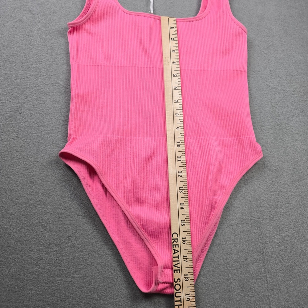 Pink Perfect Fit Tank Top Bodysuit Ribbed Seamless Square Neck MEDIUM New - Picture 7 of 8